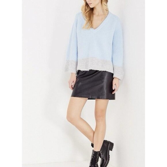 Anthropologie LOST INK Women Sweater Size 6 Oversized Light Blue Gray V Neck - Picture 3 of 13